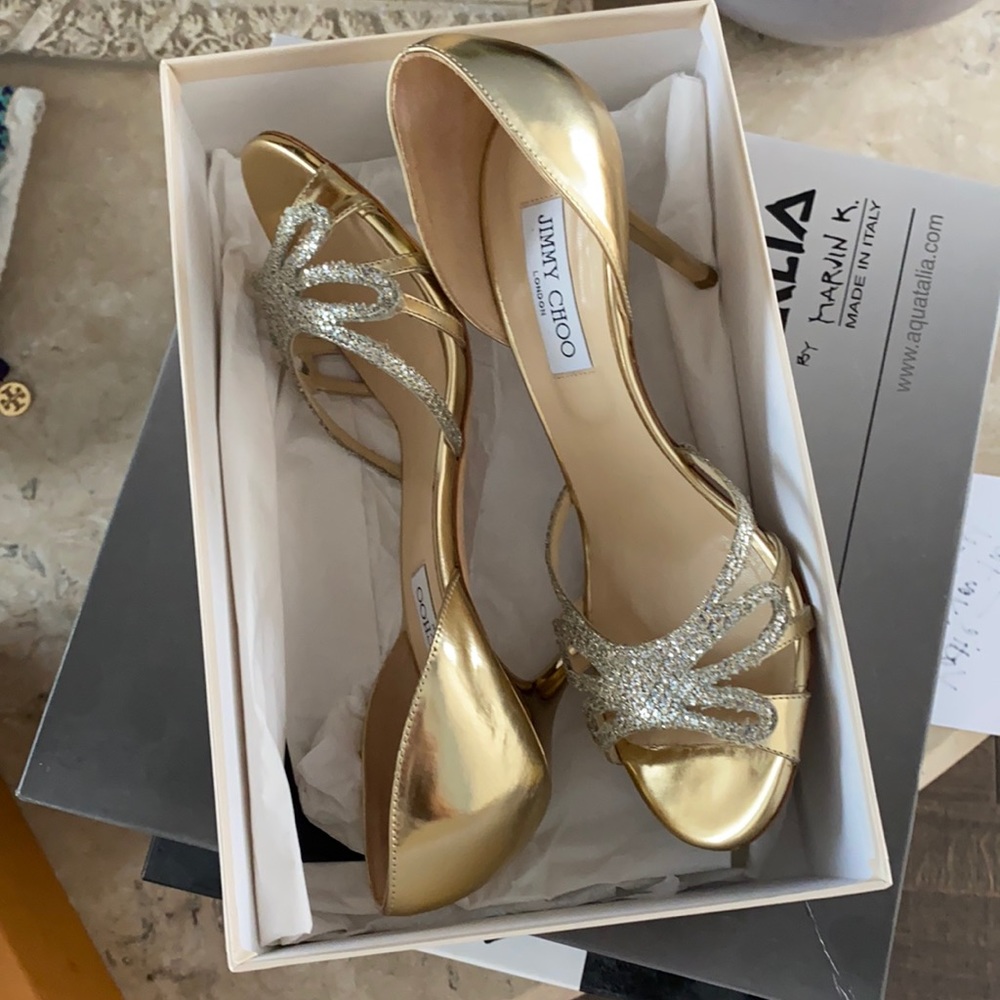 Jimmy Choo champagne gold heels